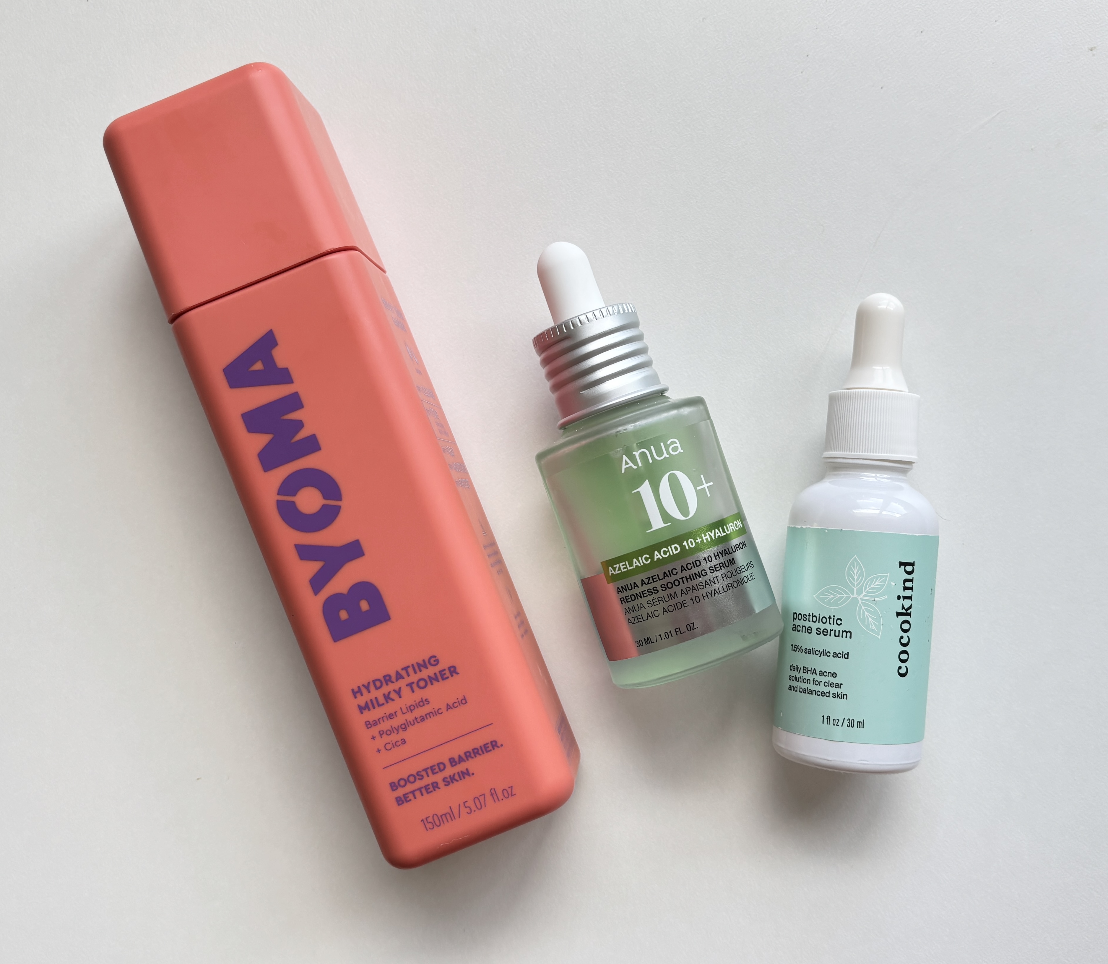 hydrating facial toner, azaleic acid serum, acne serum